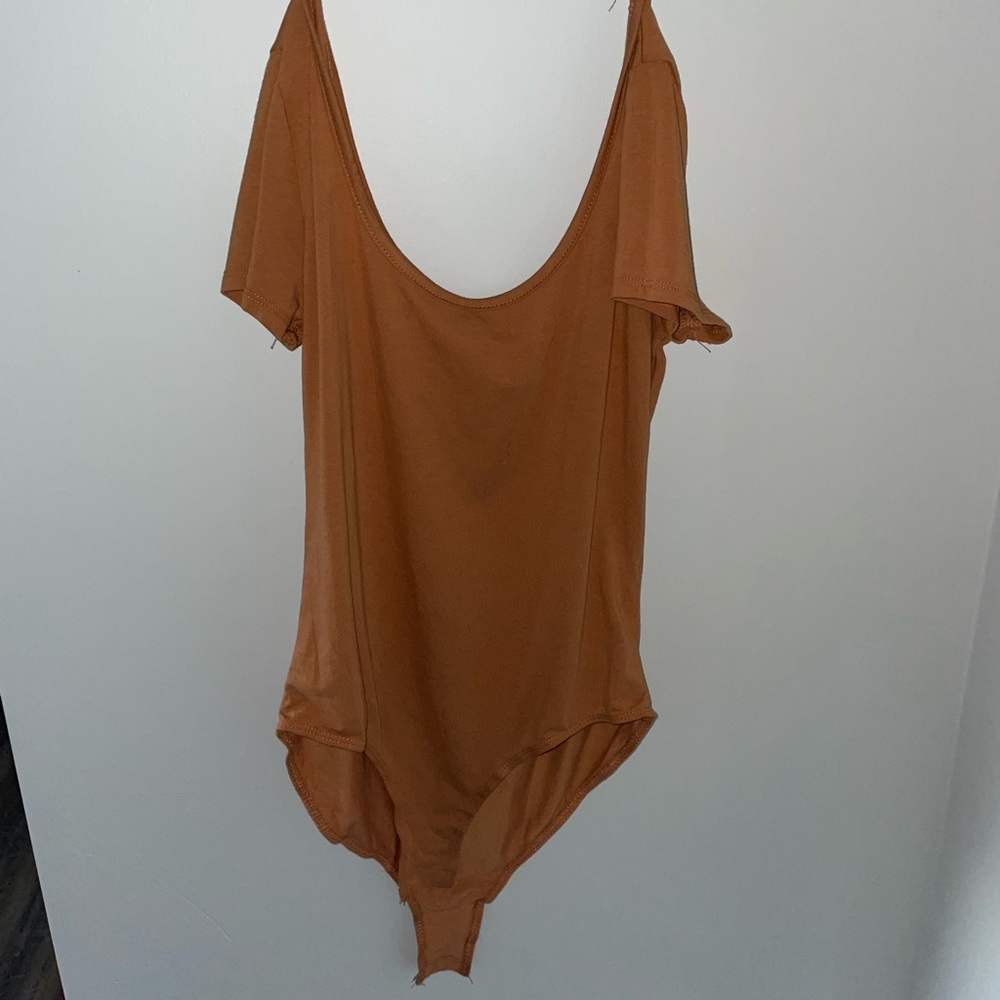 Tan / Orange off the shoulder body suit